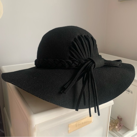 Bebe 100% Wool Black Flex Soft Felt Hat Wide Brim main image 8
